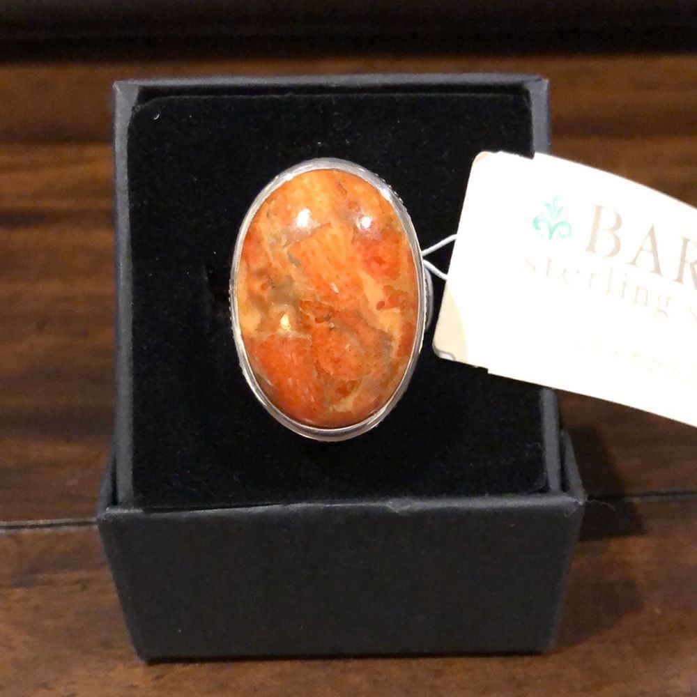 Sterling Silver Spiny Oyster Cabochon Oval Ring Sz 10-3/4 NWT